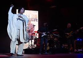 El artista brasileño Djavan, durante su actuación en el Auditorio Parque Almansa.