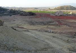 Terrenos explanados en el Coto Fortuna, a finales del verano de 2021. Al fondo, una plantación de lechugas, fuera ya del BIC.