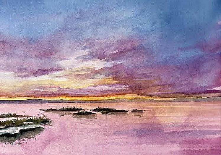 Imagen principal - El artista y dos de las obras que muestra en la exposición 'El mar'.