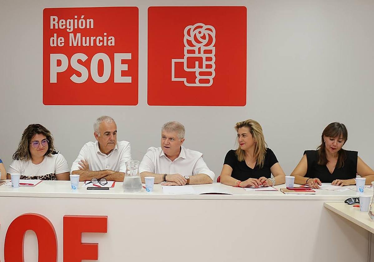 José Vélez, en el centro, en la Comisión Ejecutiva Regional del partido celebrada este miércoles.
