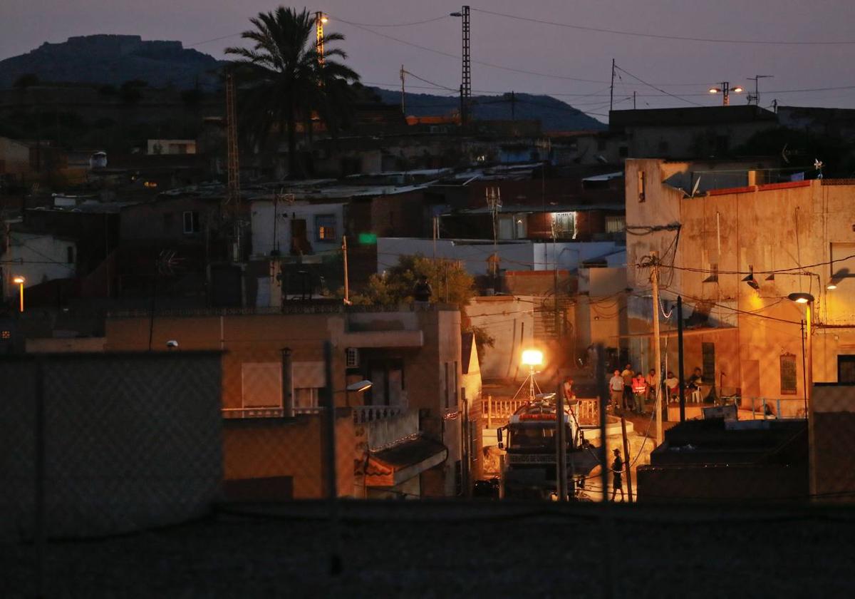 Imagen de archivo del montaje de la la escena de la película Venom, rodada en Los Mateos, Cartagena.