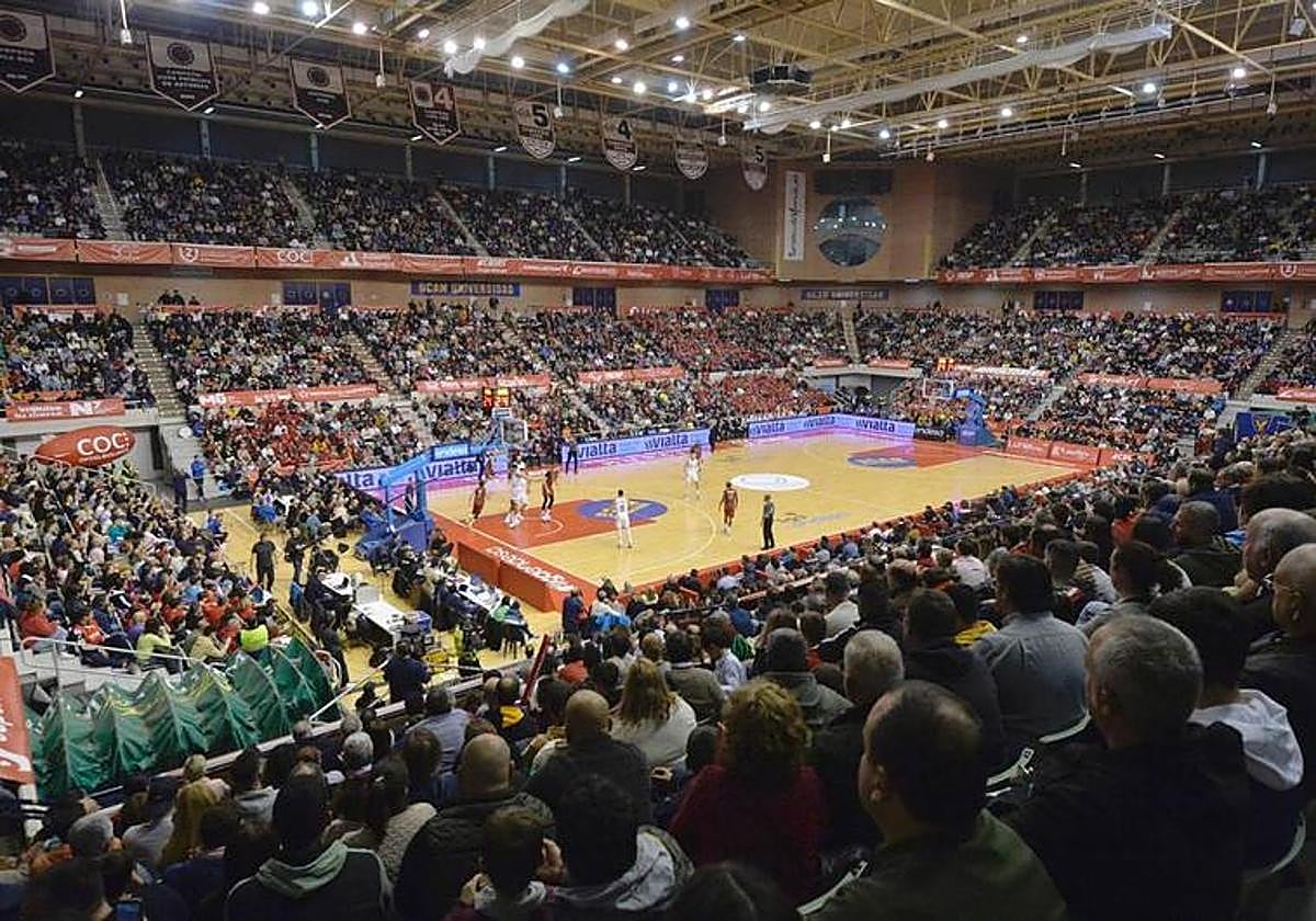 Aspecto que presentaban las gradas del Palacio de Deportes de Murcia el pasado 2 de febrero, en el partido UCAM-Real Madrid.
