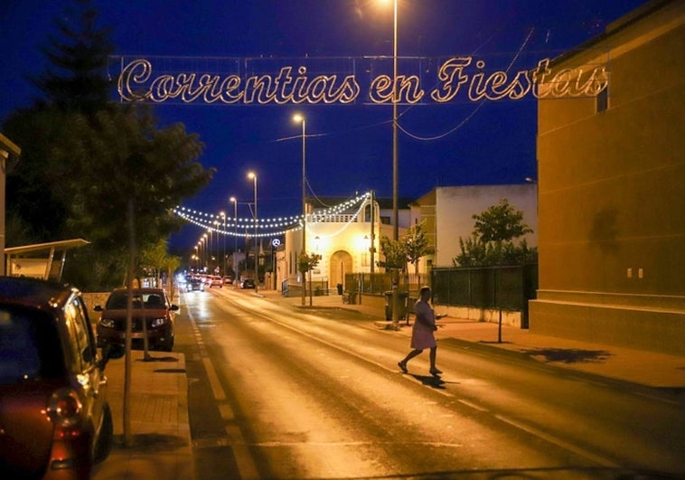 Cartel que da la bienvenida a las fiestas de Correntías.