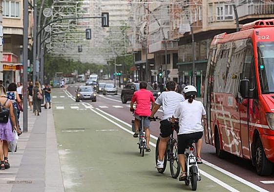 El carril bici de Gran Vía.