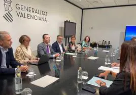 José Antonio Rovira, conseller de Educación,durante la reunión mantenida con los rectores de las cinco universidades públicas valencianas