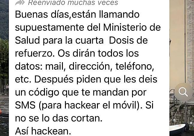 Mensaje que circula por WhatsApp.