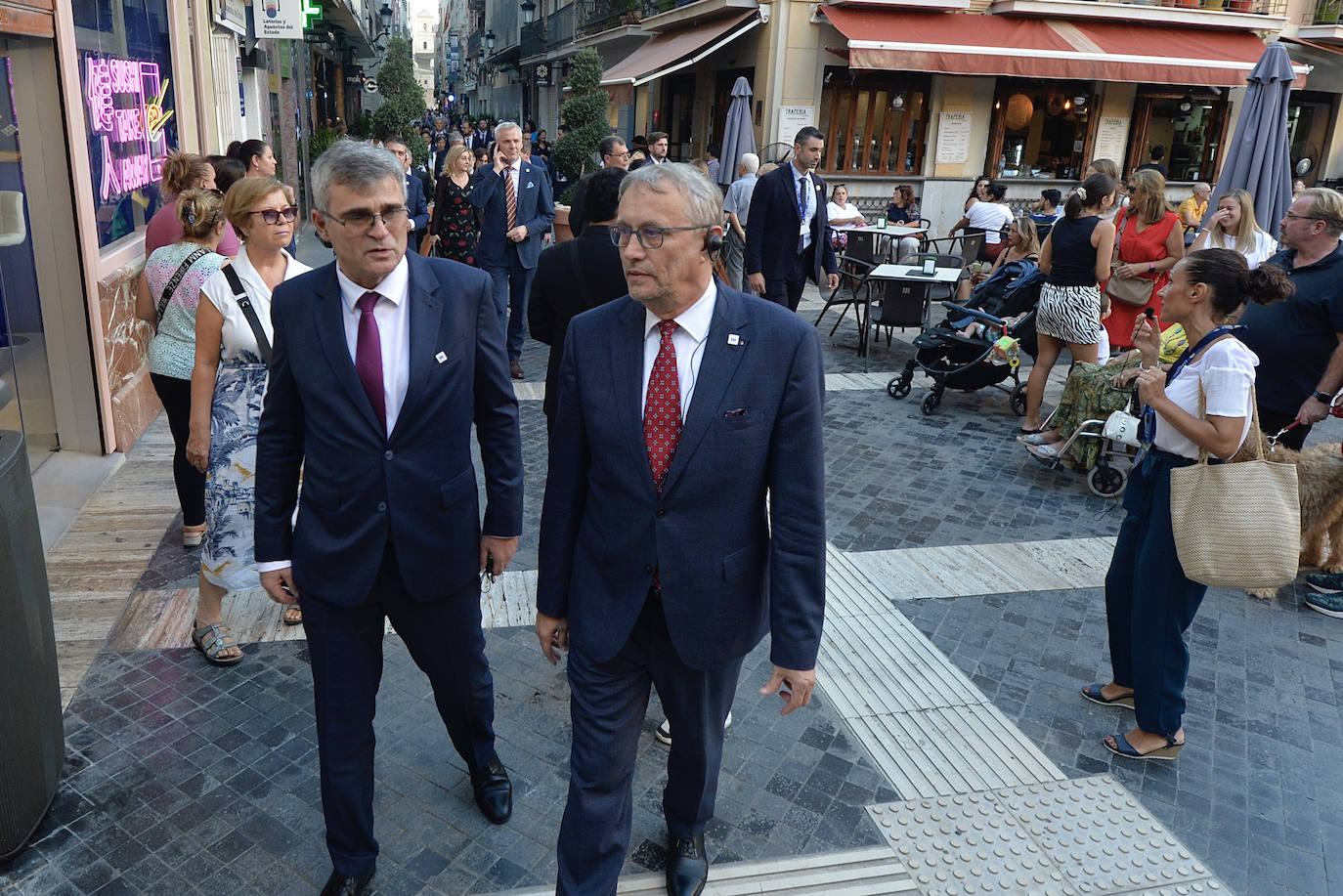 Las imágenes de la llegada de la comitiva de los países miembros de la UE a Murcia