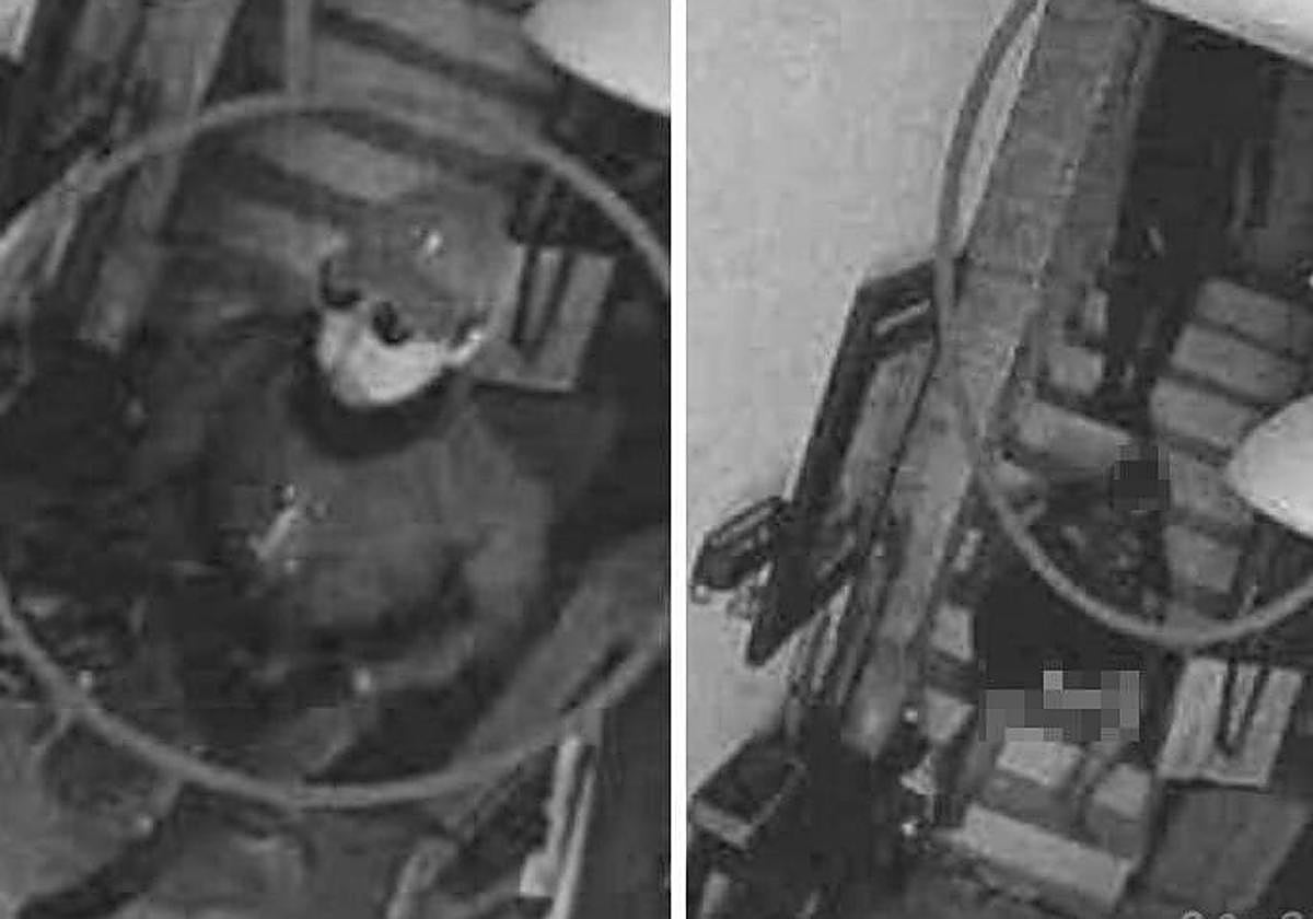 A la izquierda, el presunto homicida del crimen de El Palmar, Bryan L.R.; a la derecha, tras cometer los hechos que se le imputan sobre la víctima, Maravillas M.