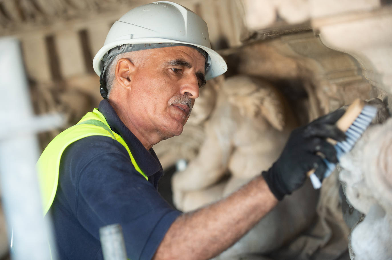 Las obras de restauración de la fachada de la Catedral de Murcia