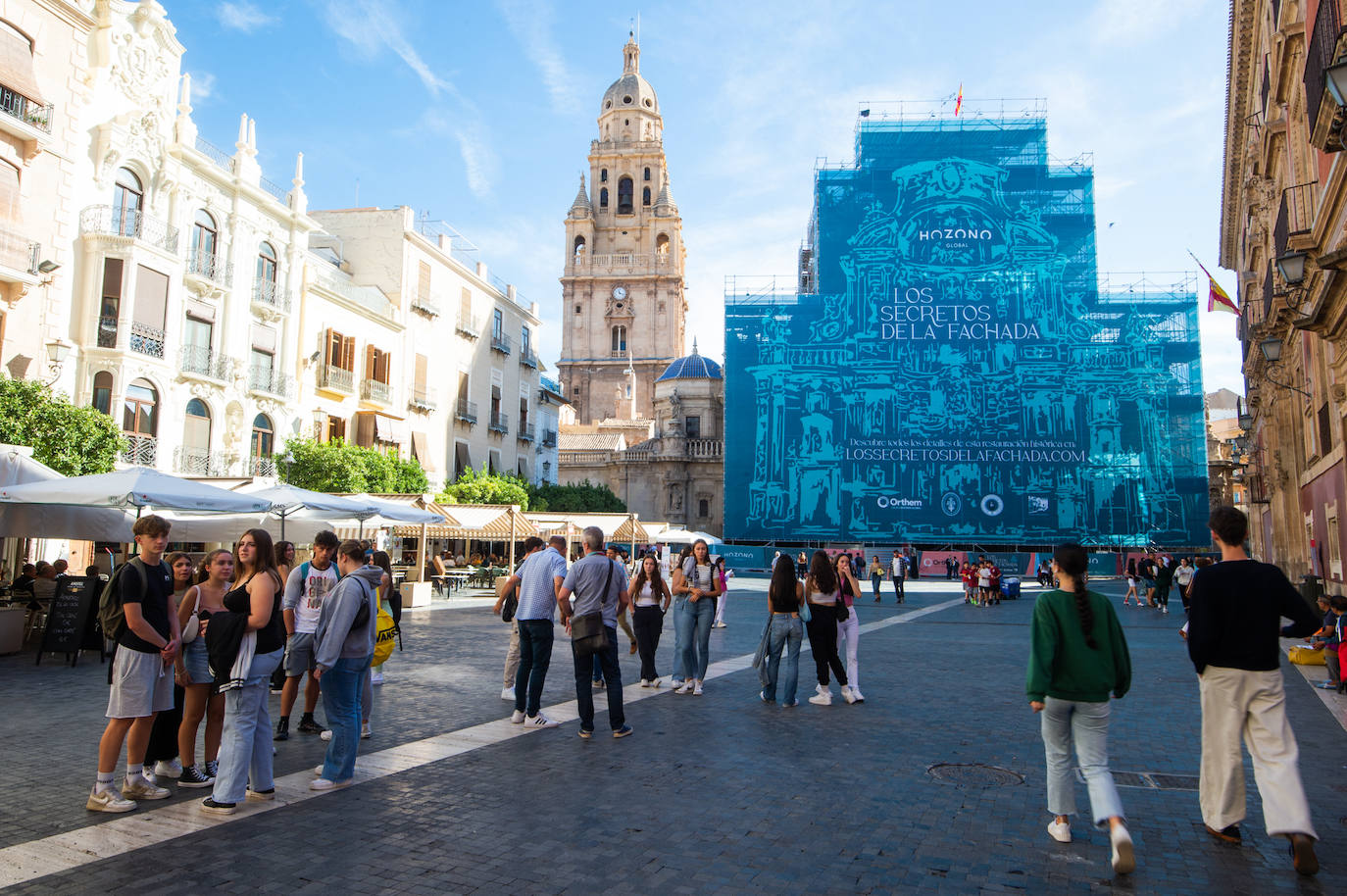 Las obras de restauración de la fachada de la Catedral de Murcia