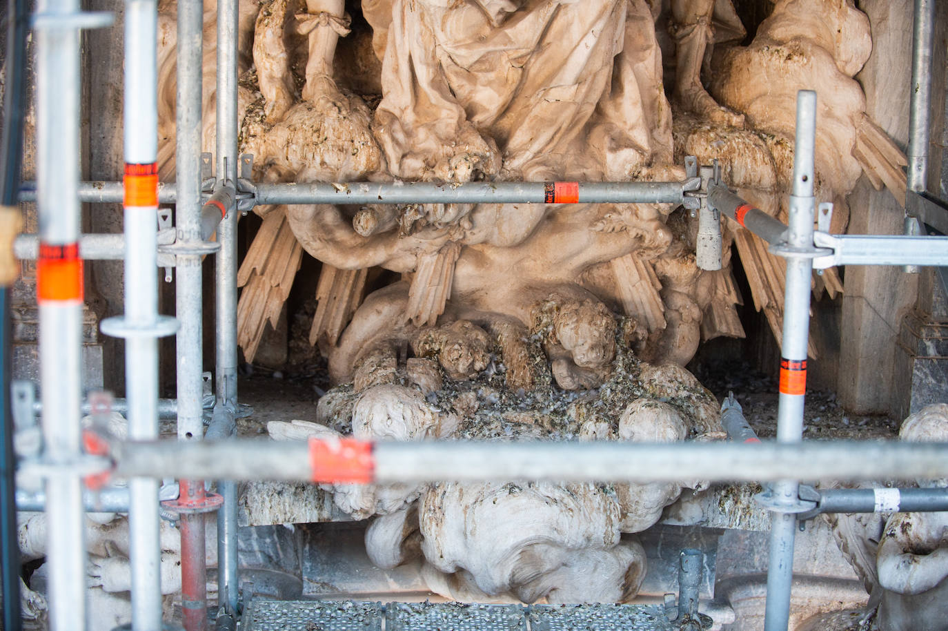 Las obras de restauración de la fachada de la Catedral de Murcia