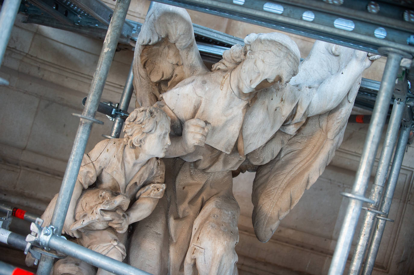 Las obras de restauración de la fachada de la Catedral de Murcia