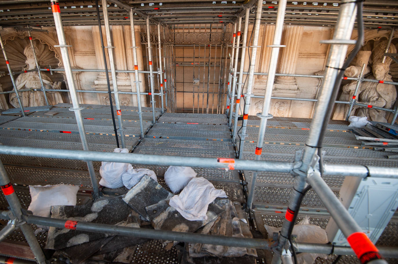 Las obras de restauración de la fachada de la Catedral de Murcia