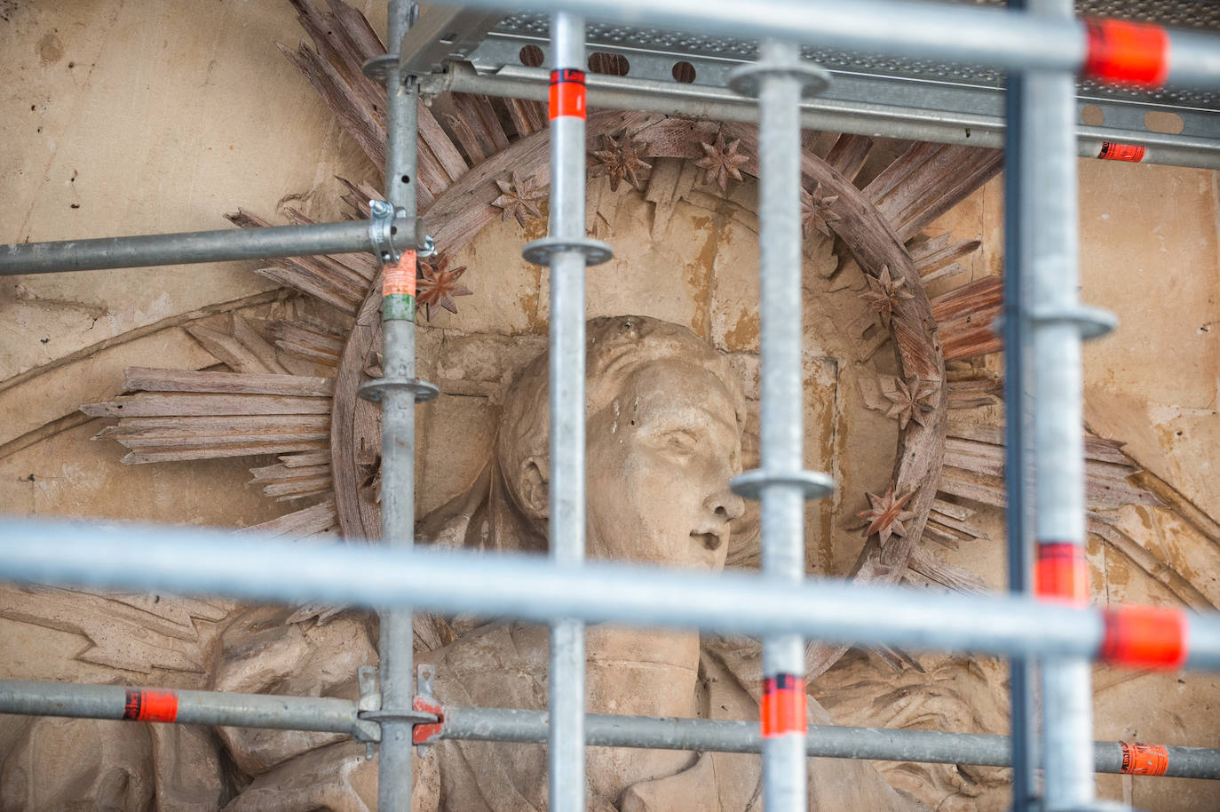 Las obras de restauración de la fachada de la Catedral de Murcia