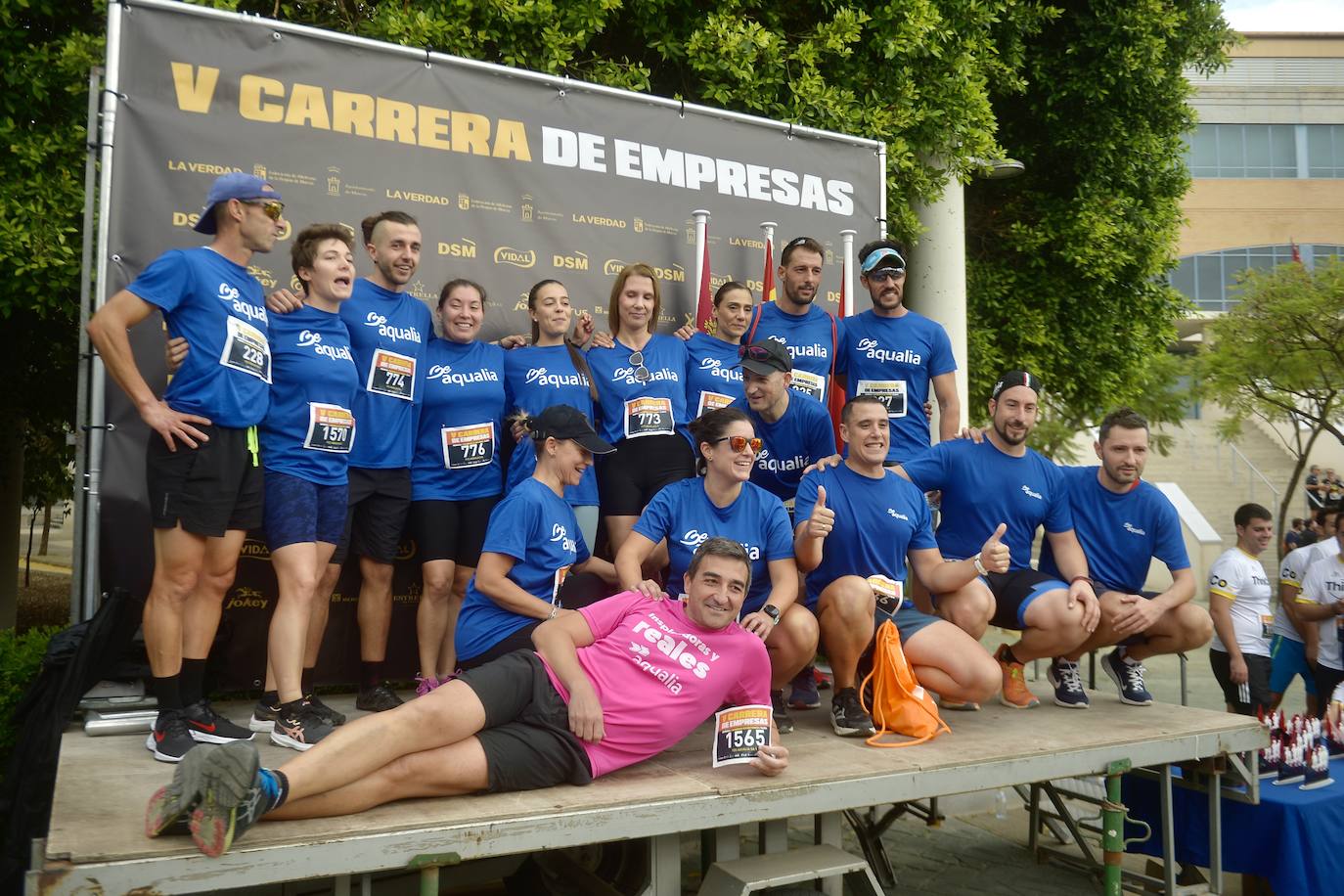 El podio de los participantes en la Carrera de Empresas de Murcia 2023