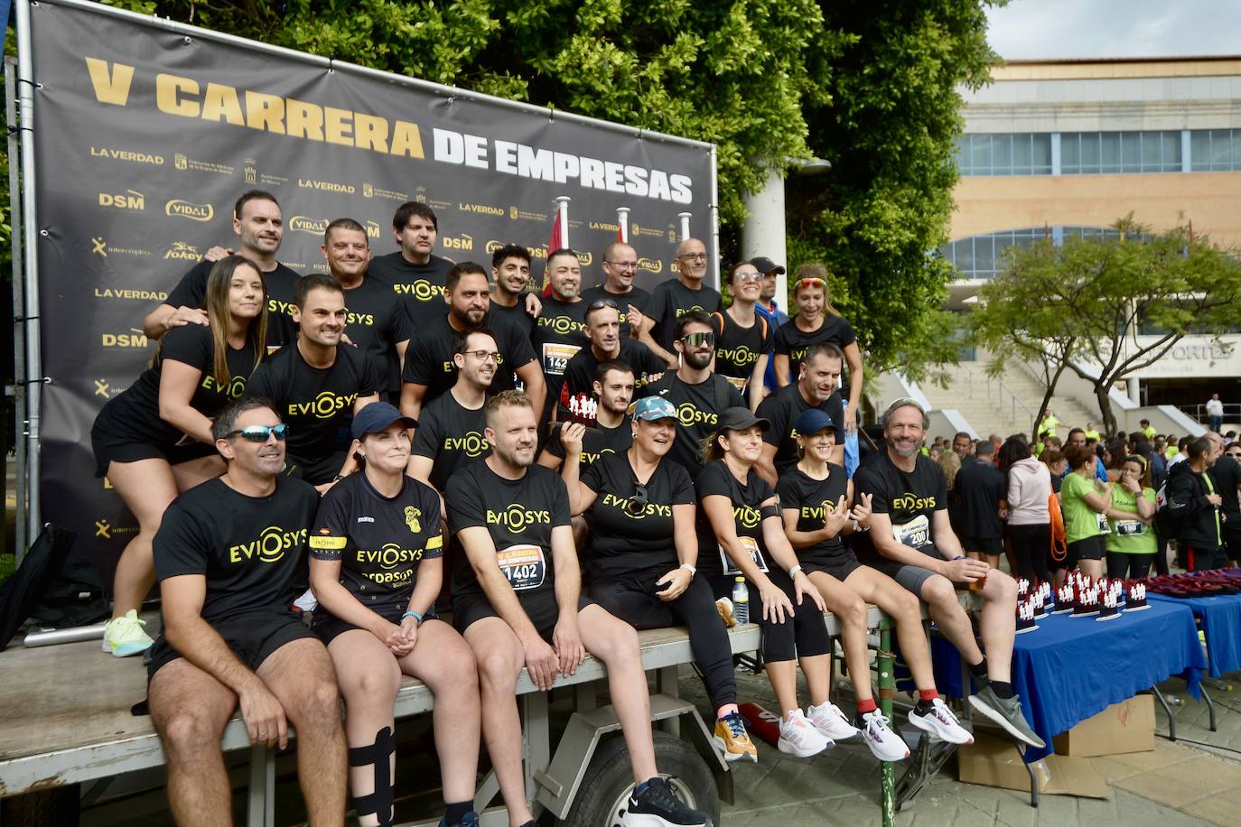 El podio de los participantes en la Carrera de Empresas de Murcia 2023