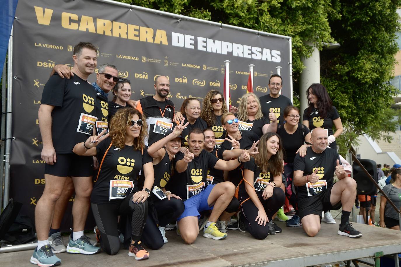 El podio de los participantes en la Carrera de Empresas de Murcia 2023