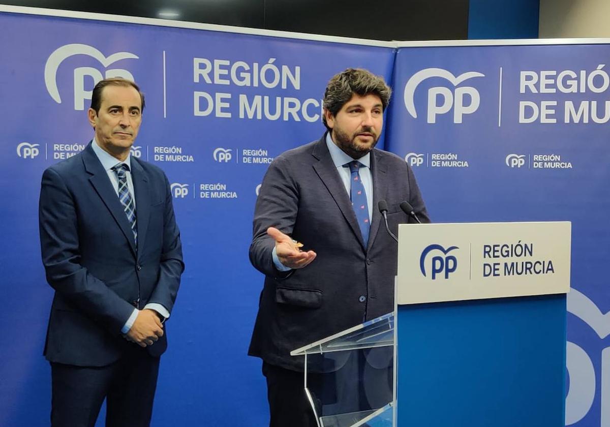 El presidente de la Región, Fernando López Miras, este lunes durante el Comité de Dirección del Partido Popular.