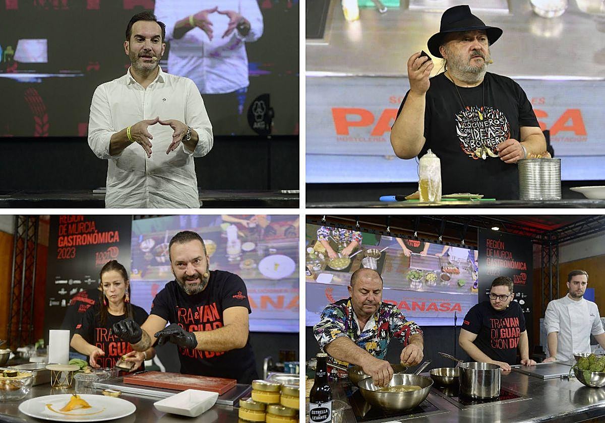 Mario Sandoval y Sacha Hormaechea, dos grandes de la cocina española, con visiones muy diferentes del arte culinario. Cundi y Tomás con su evolución de la hueva de mújol. Joaquín Madrid y Pedro Buitrago, con las alcachofas.