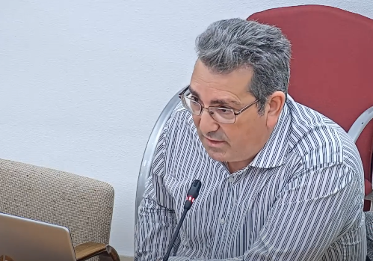 El concejal del PSOE de Torrevieja, David Villanueva, durante el pleno del mes pasado.