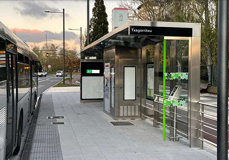 Modelo de parada tipo 0 tomado del servicio de Bus Eléctrico Inteligente (BEI) de Vitoria-Gasteiz (Álava)