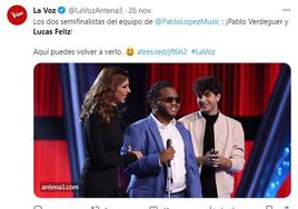 Lucas Feliz en 'La Voz'.