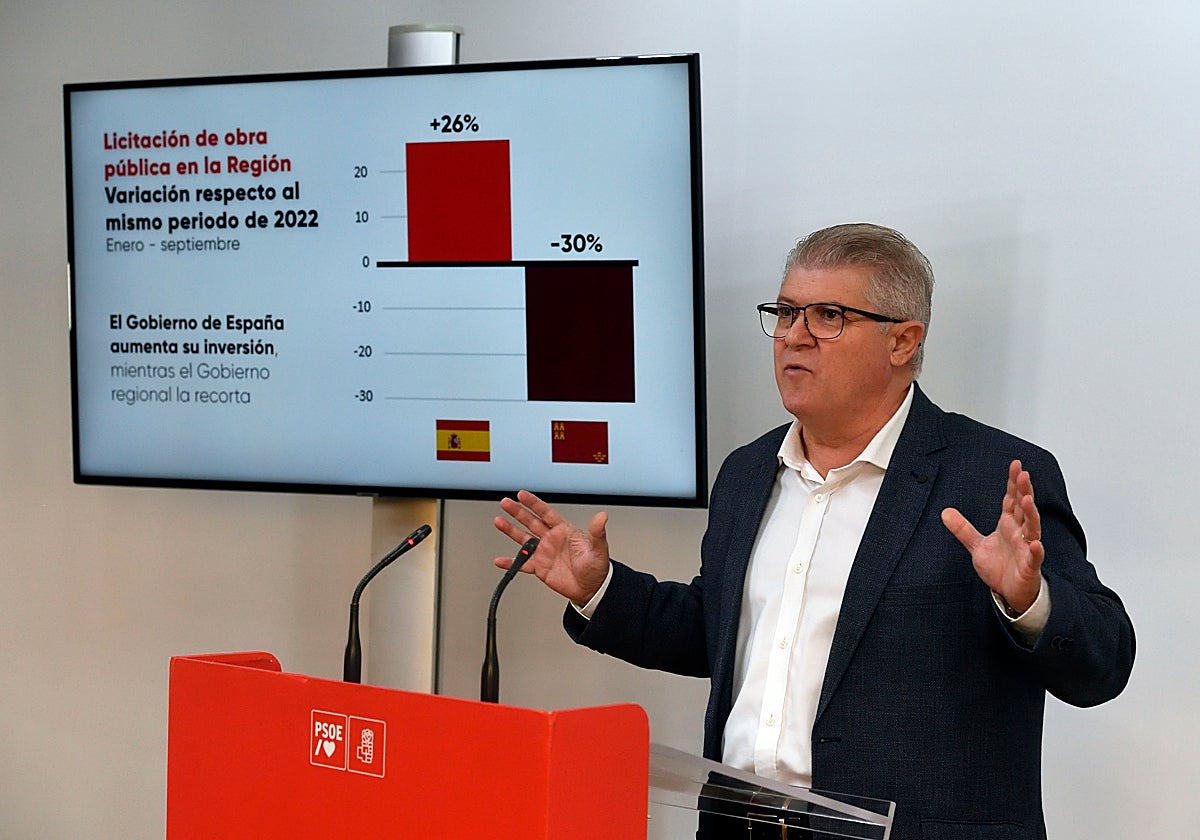 El secretario general del PSRM-PSOE, José Vélez, este viernes.