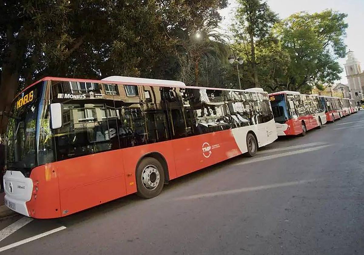 Autobuses de Monbus, en una fotografía de archivo.