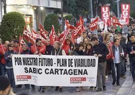 Imagen de archivo de una protesta de los trabajadores de Sabic en Cartagena.