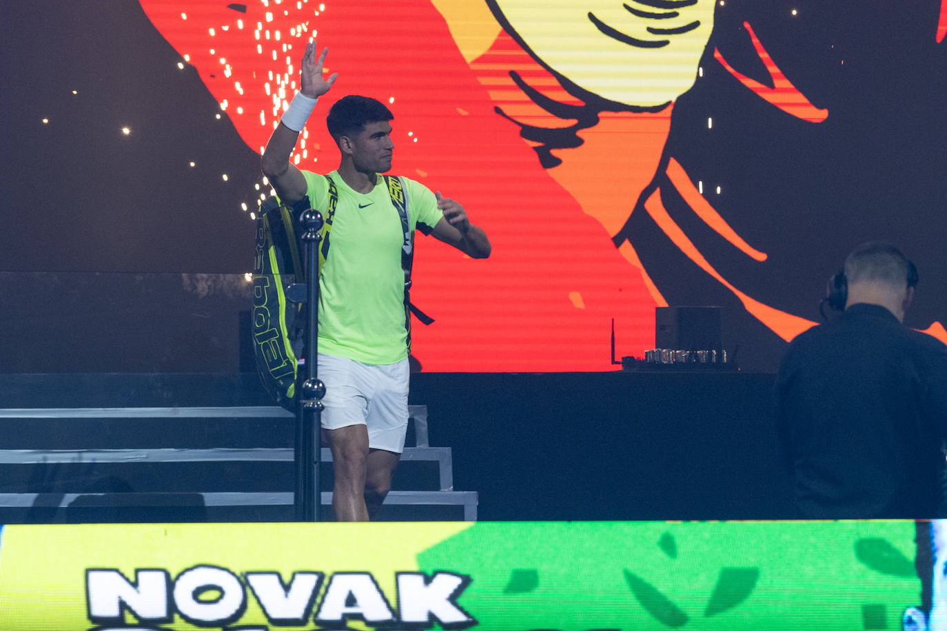 El partido de exhibición entre Alcaraz y Djokovic, en imágenes