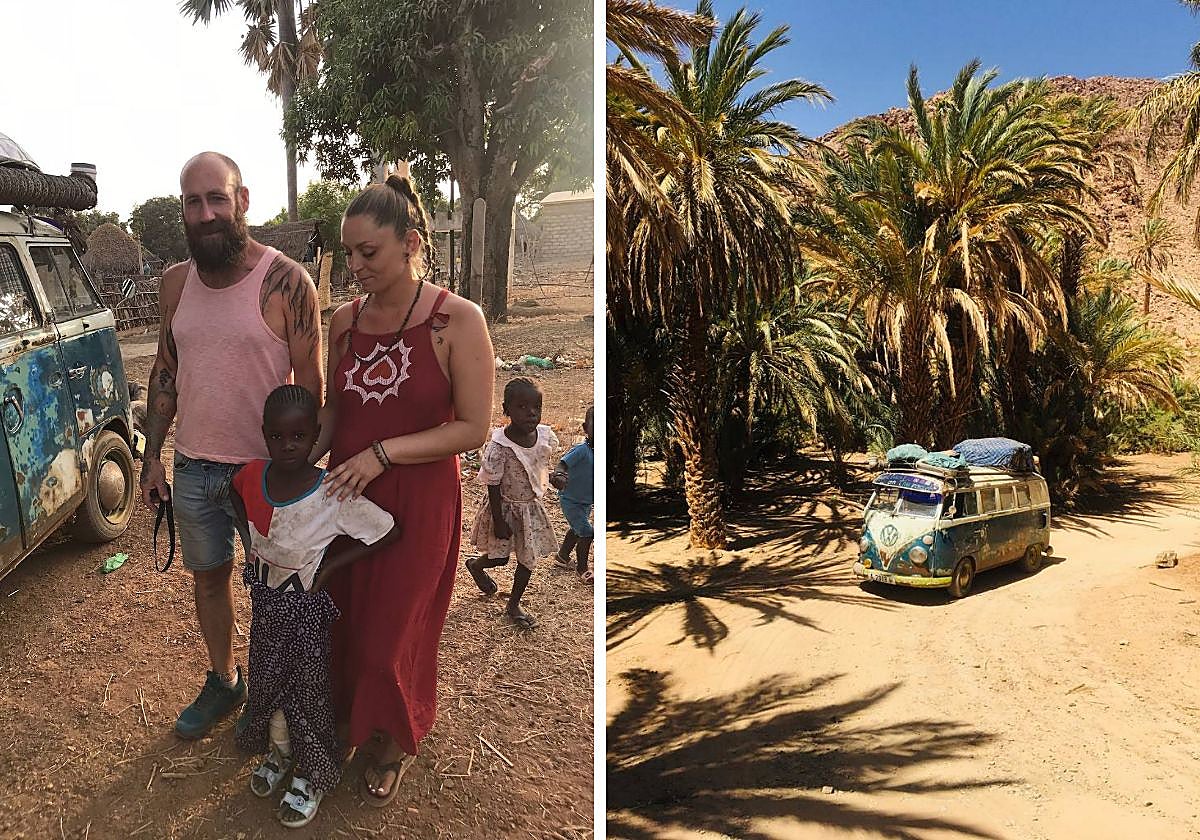 Primer encuentro con Kadilla en el poblado de Ibel. Paco y Lola recorren África en su vieja furgoneta Volkswagen.