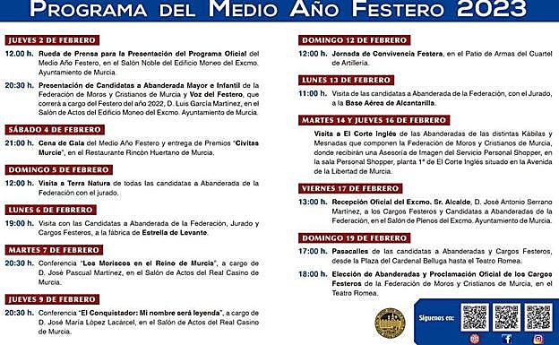 Programa del Medio Año Festero 2023.