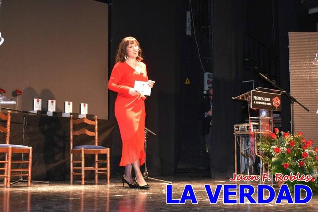 El teatro Thuillier acogió en la noche del pasado viernes el acto de entrega de la tercera edición de los Premios Rosa al Compromiso Social, organizado por el PSOE y Juventudes Socialistas. Los reconocimientos fueron entregados a Francisco Marín, presidente del gremio de editores de la Región de Murcia; a Juan Pedro Martínez, presidente de la cooperativa Frutas Caravaca; y a Francisca Baraza, presidenta de la Mancomunidad de los Canales del Taibilla.
