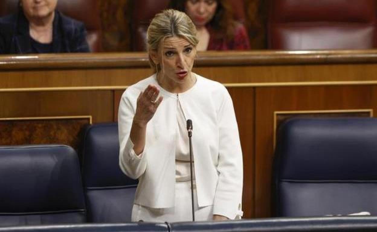 La ministra de Trabajo, Yolanda Díaz, en el Congreso.