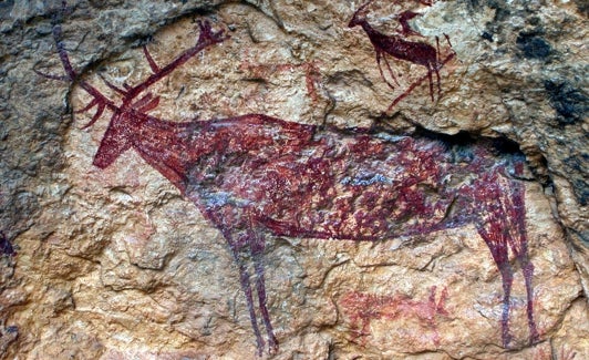 Ciervo del yacimiento de arte rupestre de Cañaíca del Calar, en Moratalla. 