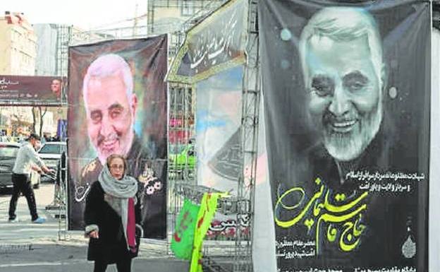 Murals placed in Tehran with the face of Soleimani after his death in 2020.