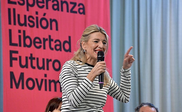 Yolanda Díaz, este sábado, durante su intervención en el Paraninfo de la Universidad de Murcia. En vídeo, resumen del acto.