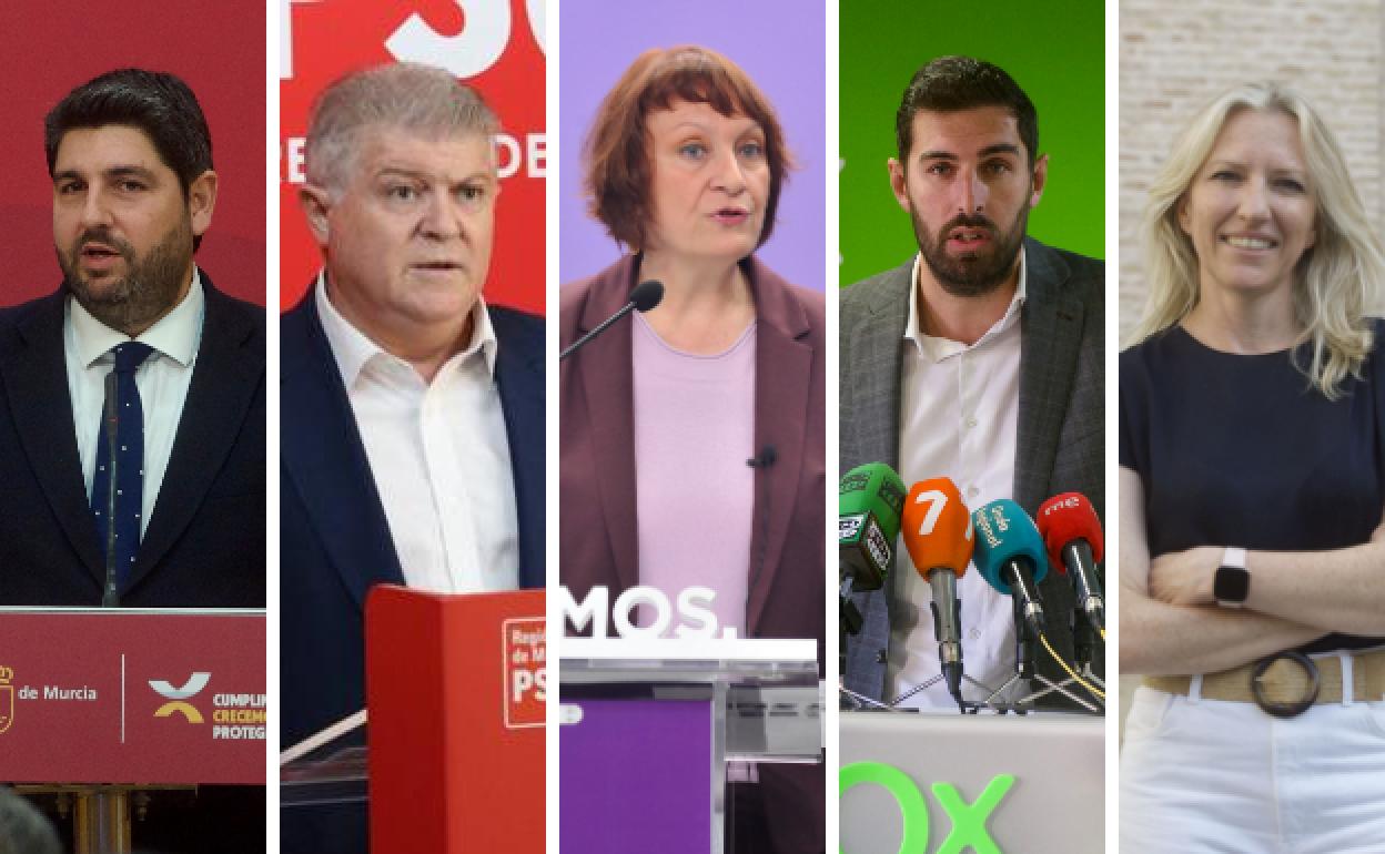 Fernando López Miras, José Vélez, María Marín, José Ángel Antelo y María José Ros Olivo.