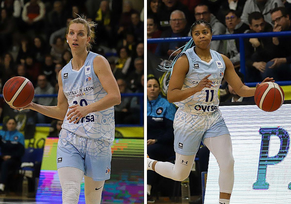 La murciana Laura Gil, a la izquierda, y Arica Carter, hasta el martes jugadora del Jairis, ayer, con la camiseta del Perfumerías Avenida.