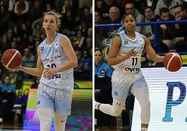 La murciana Laura Gil, a la izquierda, y Arica Carter, hasta el martes jugadora del Jairis, ayer, con la camiseta del Perfumerías Avenida.