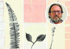 Tres de las obras que conforman la exposición 'Savia de interior', que no llevan título porque el autor las concibe como un conjunto.