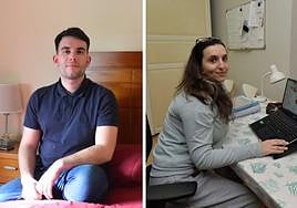 José Meroño, en casa de sus padres, y Alba María Costa, en su apartamento.