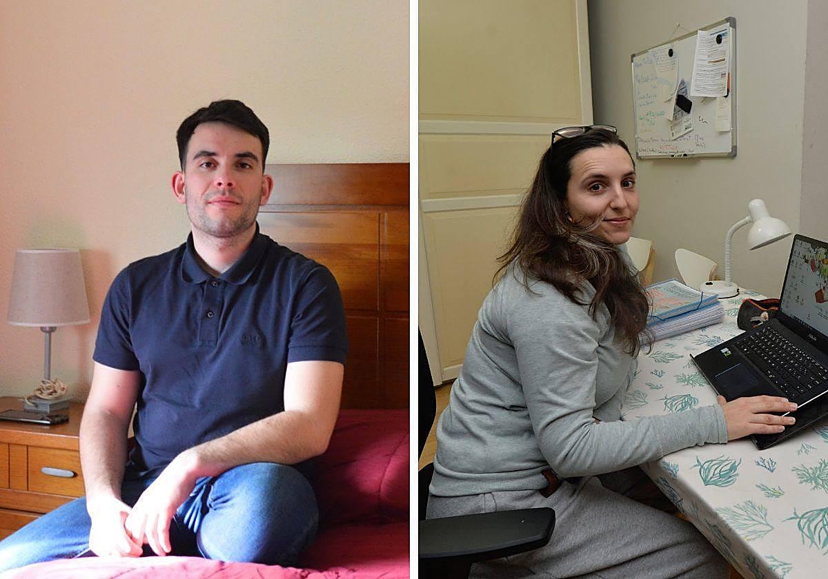 José Meroño, en casa de sus padres, y Alba María Costa, en su apartamento.