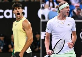 Carlos Alcaraz y Alexander Zverev, rivales en los cuartos del Open de Australia.