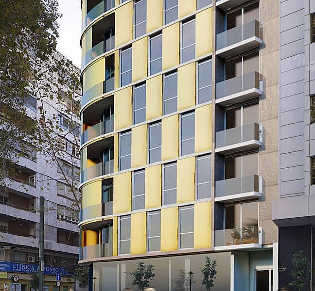 Entrada principal al futuro edificio por la avenida Alfonso X.