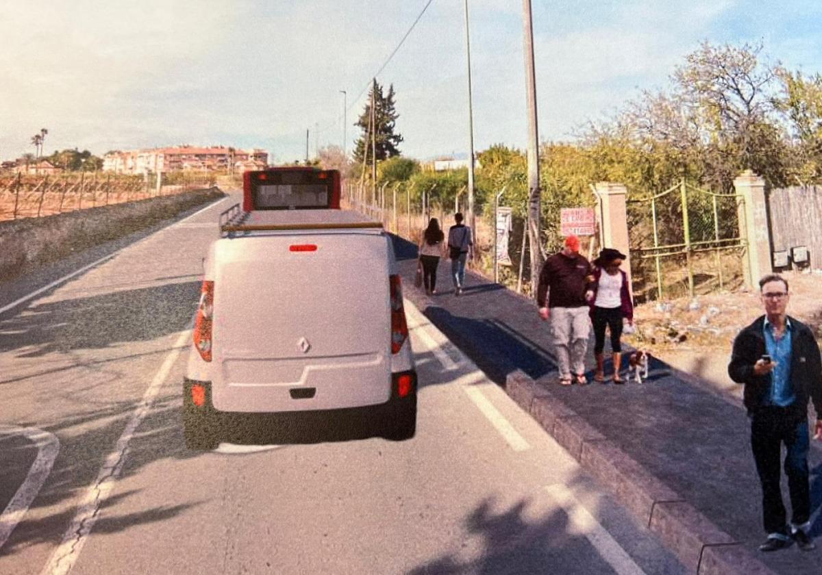 Recreación de la nueva acera que unirá las pedanías de Algezares y Santo Ángel facilitada por el Ayuntamiento.