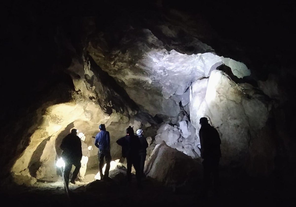 Investigadores inspeccionan el interior de la cueva moratallera, posible hábitat de neandertales.