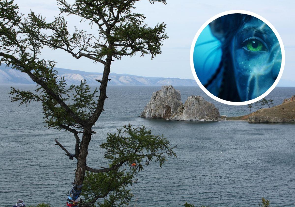 El lago Baikal de Rusia y la portada de 'Avatar: El sentido del agua'.