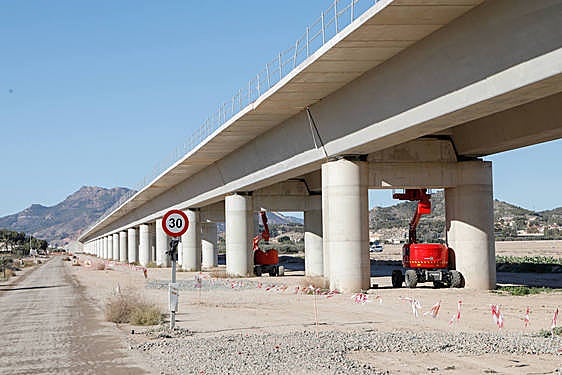 Obras del AVE en Lorca, en una foto de archivo.