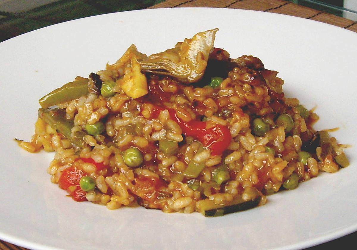 Arroz meloso con verduras de invierno.